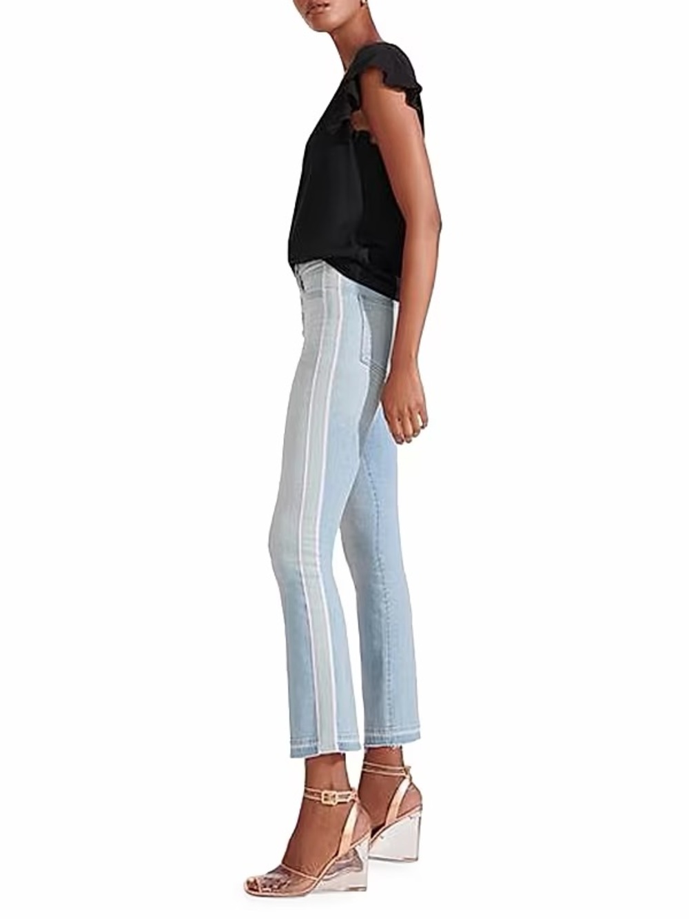 Veronica Beard Light Wash Blue Cropped Ankle Jeans with Side Stripe
